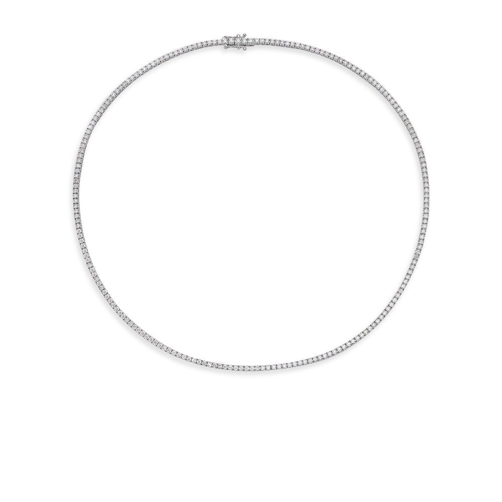 Diamond Tennis Necklace (5.50 ct.) 2.00 mm 4-Prongs Setting in 14K Gold, Made in Italy