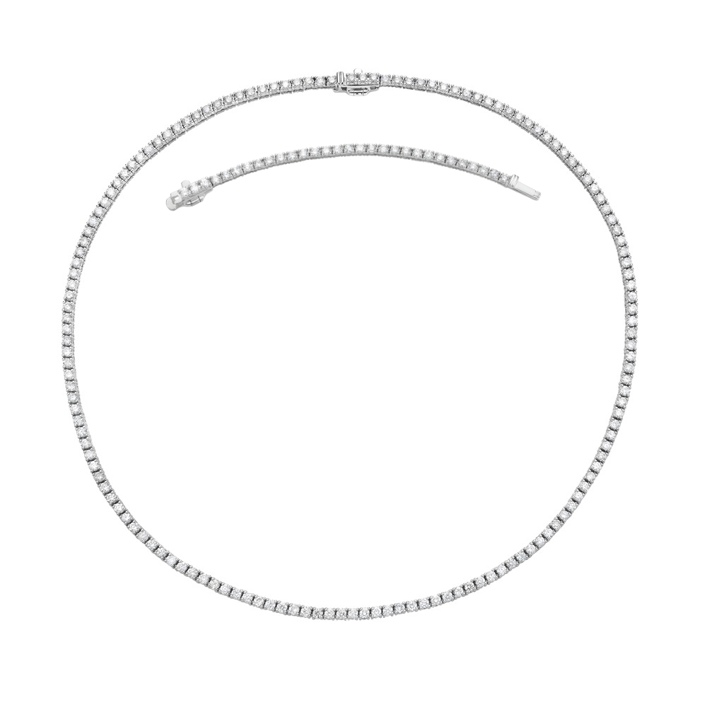 Diamond Tennis Necklace (5.50 ct.) 2.50 mm 4-Prongs Setting in 14K Gold + Chain Extender 