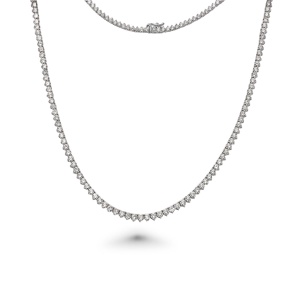 Lab Grown Diamond Tennis Necklace (7.50 ct.) 2.3 mm 3-Prongs Setting in 14K Gold