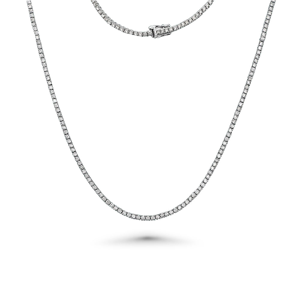 Diamond Tennis Necklace (8.05 ct.) 2.3 mm 4-Prongs Setting in 14K Gold