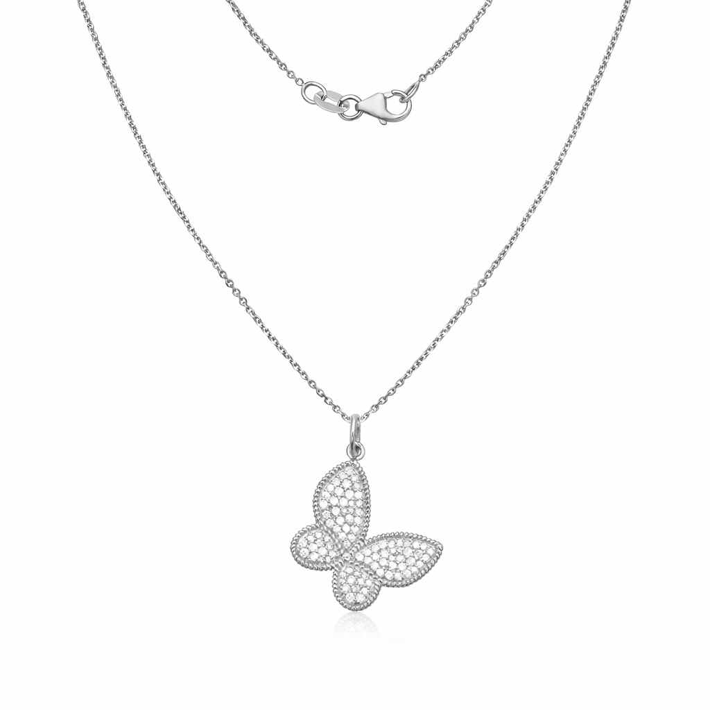 Diamond Butterfly Pendant Necklace (0.55 ct.) in 14K Gold