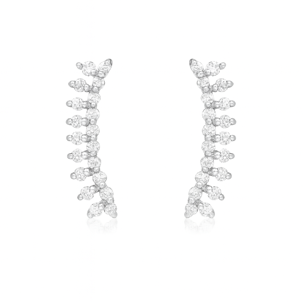 Diamond Curve Climber Earrings (0.20 ct.) in 14K Gold