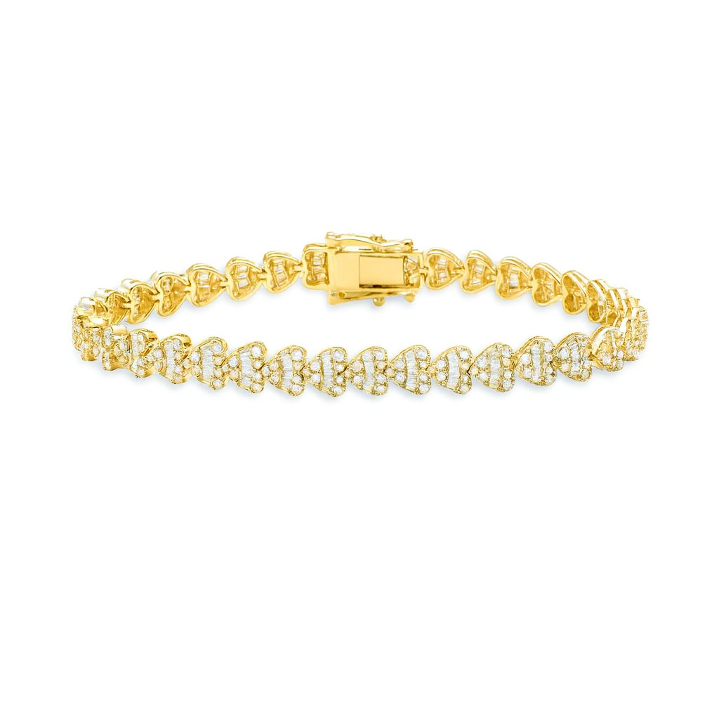 Diamond Heart Shape Tennis Bracelet (2.80 ct.) in 14K Gold