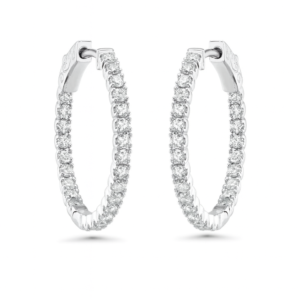 Diamond Inside-Out 0.75'' Hoop Earrings (1.10 ct.) 2.00 mm in 14K Gold