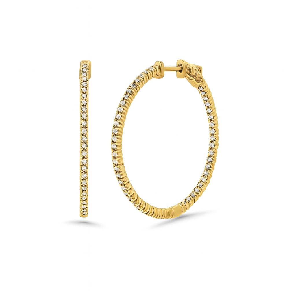 Diamond Inside-Out 1.25'' Hoop Earrings (1.60 ct.) in 14K Gold