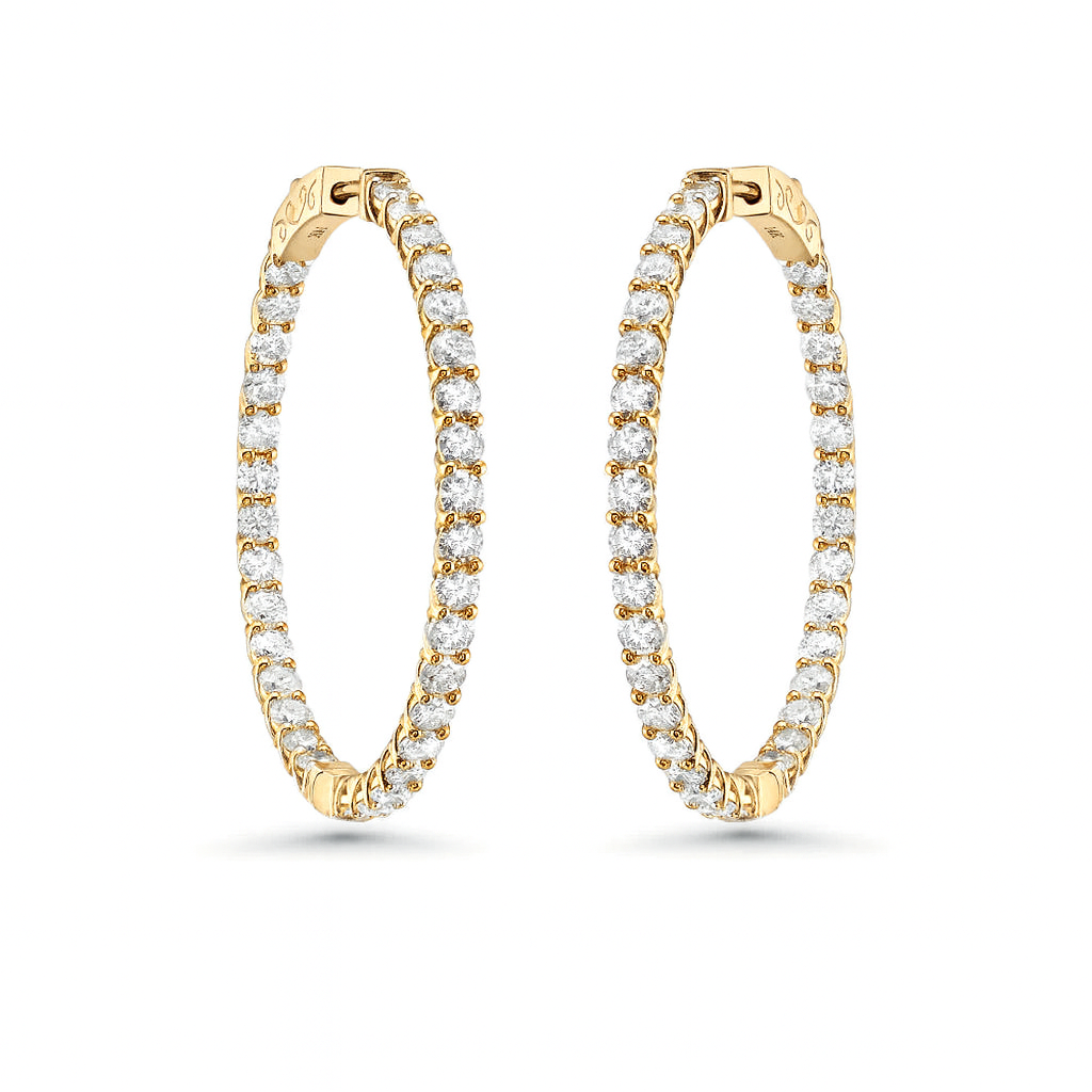 Diamond Inside-Out 1.25'' Hoop Earrings (4.50 ct.) 2.60 mm in 14K Gold