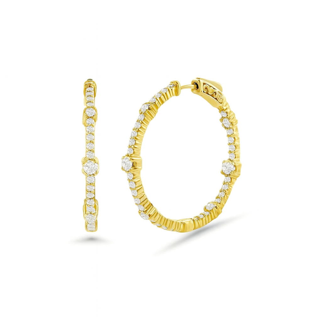 Diamond Inside-Out Hoop Earrings (2.00 ct.) in 14K Gold