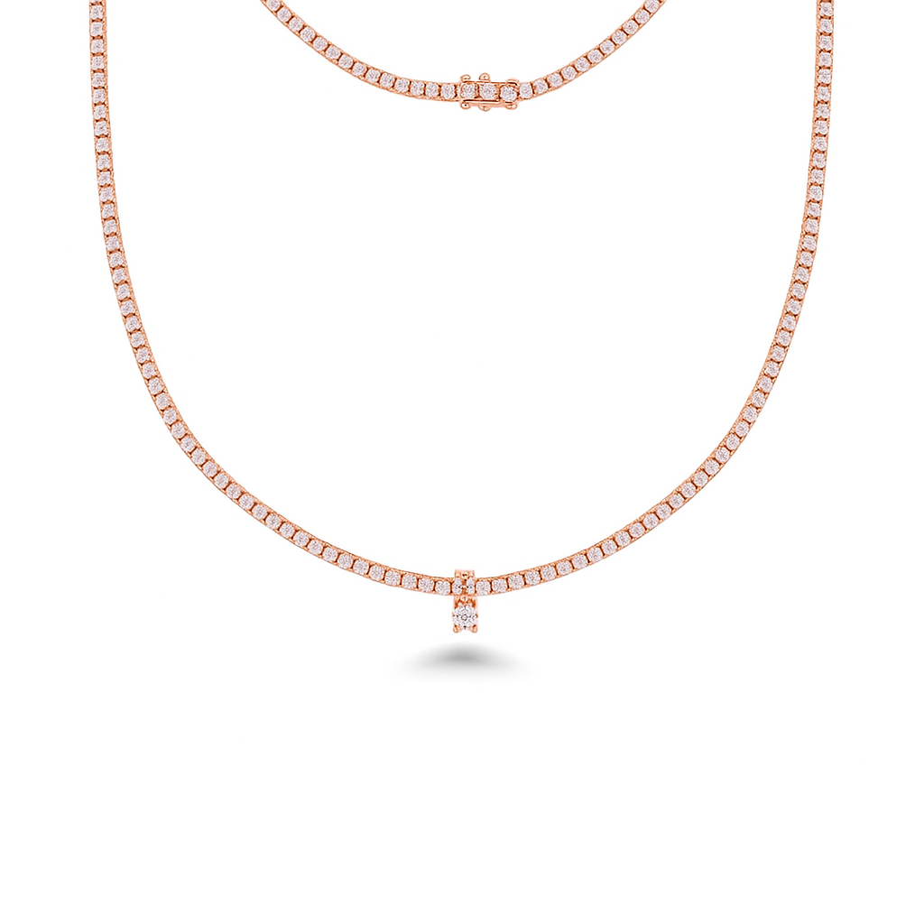 Diamond Solitaire Pendant (0.20 ct.) in 14K Gold, compatible for Tennis Necklaces