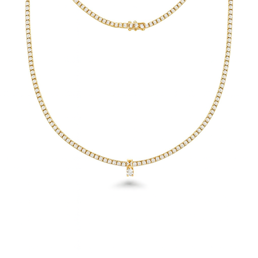 Diamond Solitaire Pendant (0.20 ct.) in 14K Gold, compatible for Tennis Necklaces