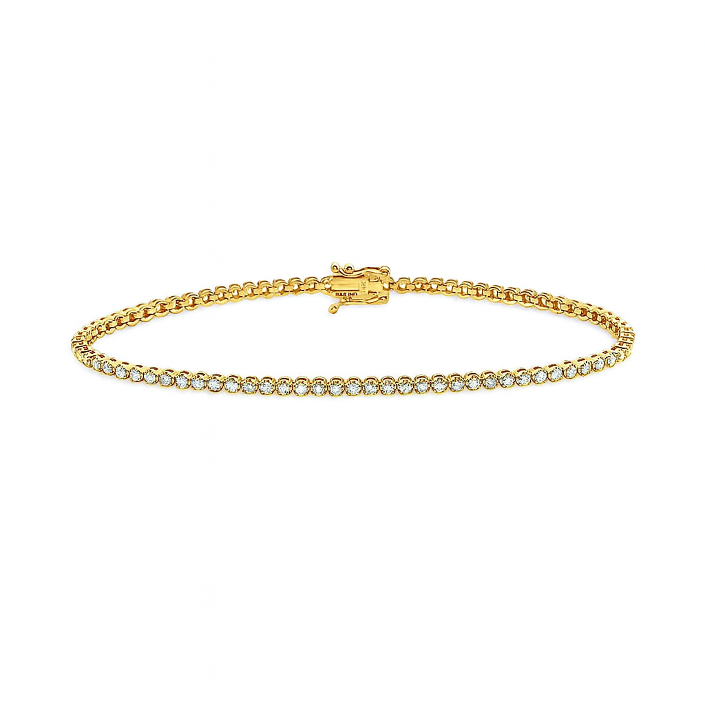 Diamond Tennis Bracelet (2.00 ct.) 1.8 mm Buttercup Setting in 14K Gold