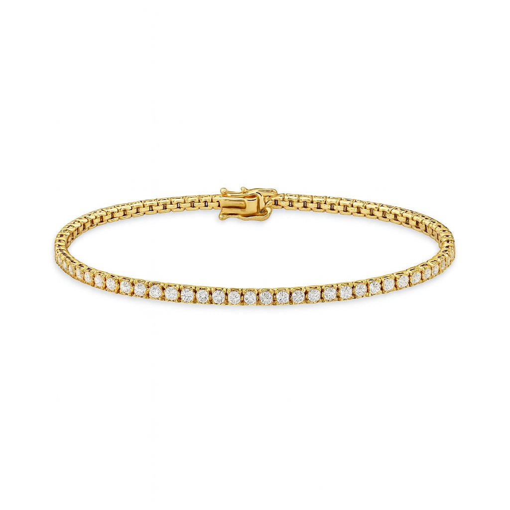 Diamond Tennis Bracelet (2.50 ct.) 2 mm 4-Prongs Setting in 14K Gold