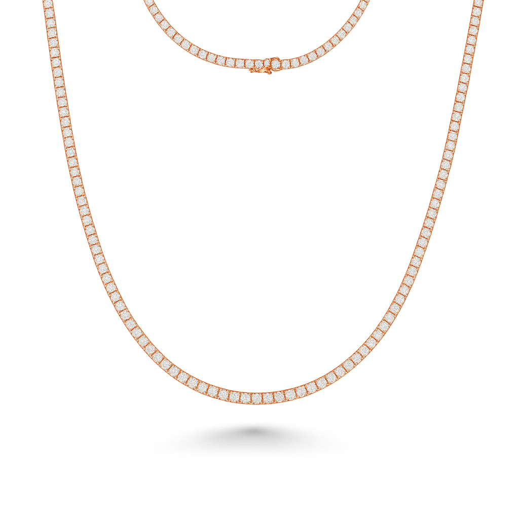Ready To Ship Diamond Tennis Necklace (5.50 ct.) 2 mm 4-Prongs Setting in 14K Gold