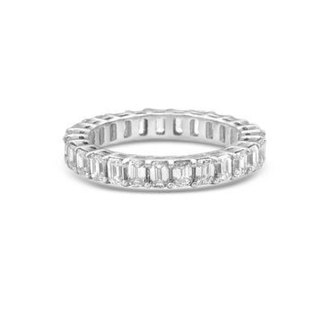 Emerald Cut Diamond Eternity Band (3.60 ct.) 4-Prongs Setting in 18K Gold