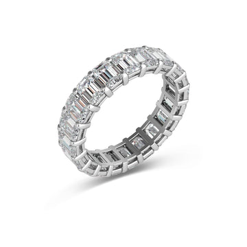 Emerald Cut Diamond Eternity Band (5.72 ct.) 4-Prongs Setting in 18K Gold