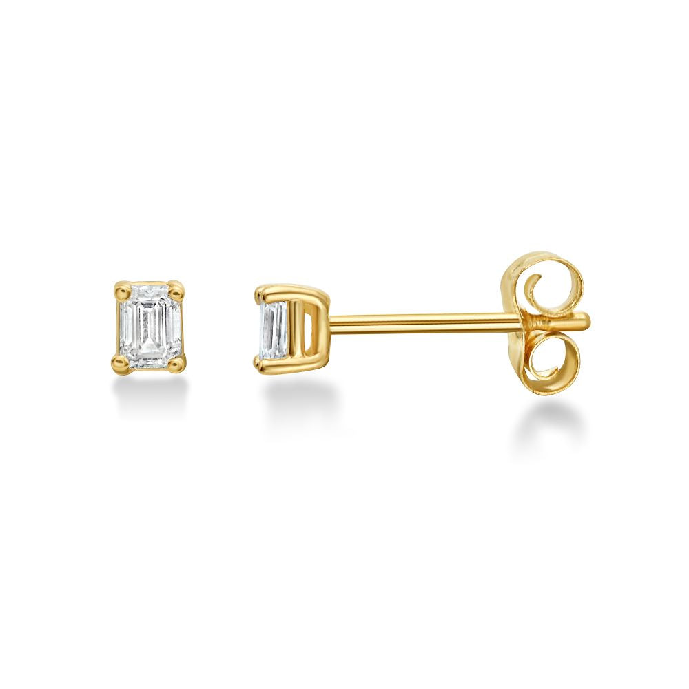 Emerald Cut Diamond Micro Studs Earrings (0.20 ct.) in 14K Gold