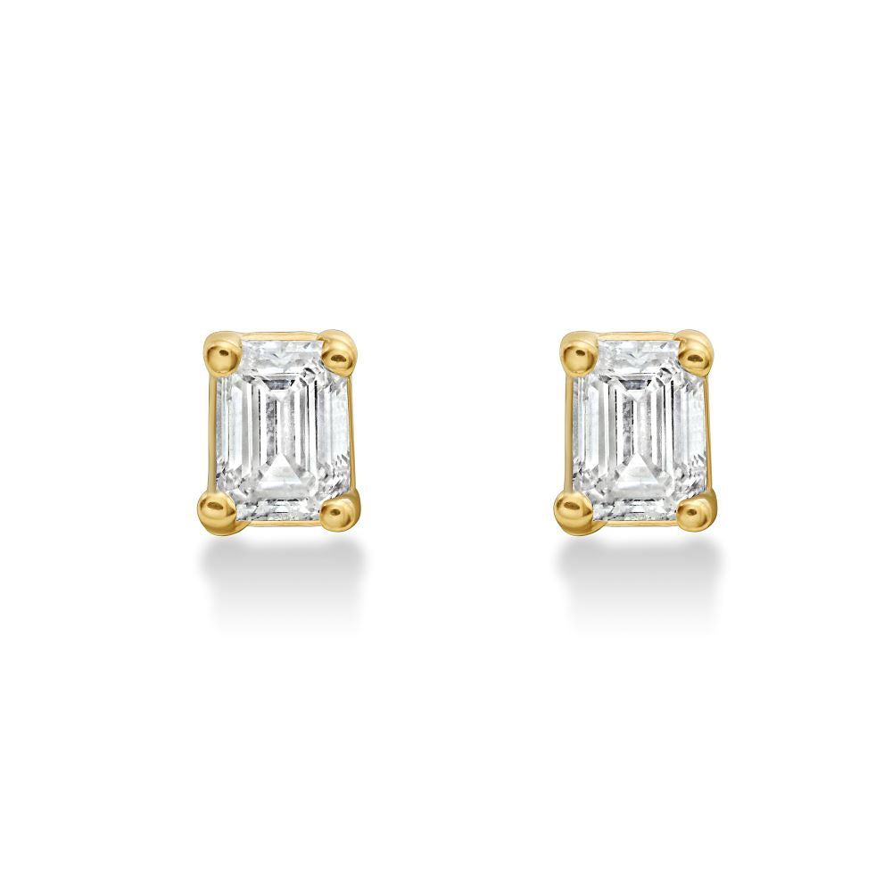 Emerald Cut Diamond Micro Studs Earrings (0.20 ct.) in 14K Gold