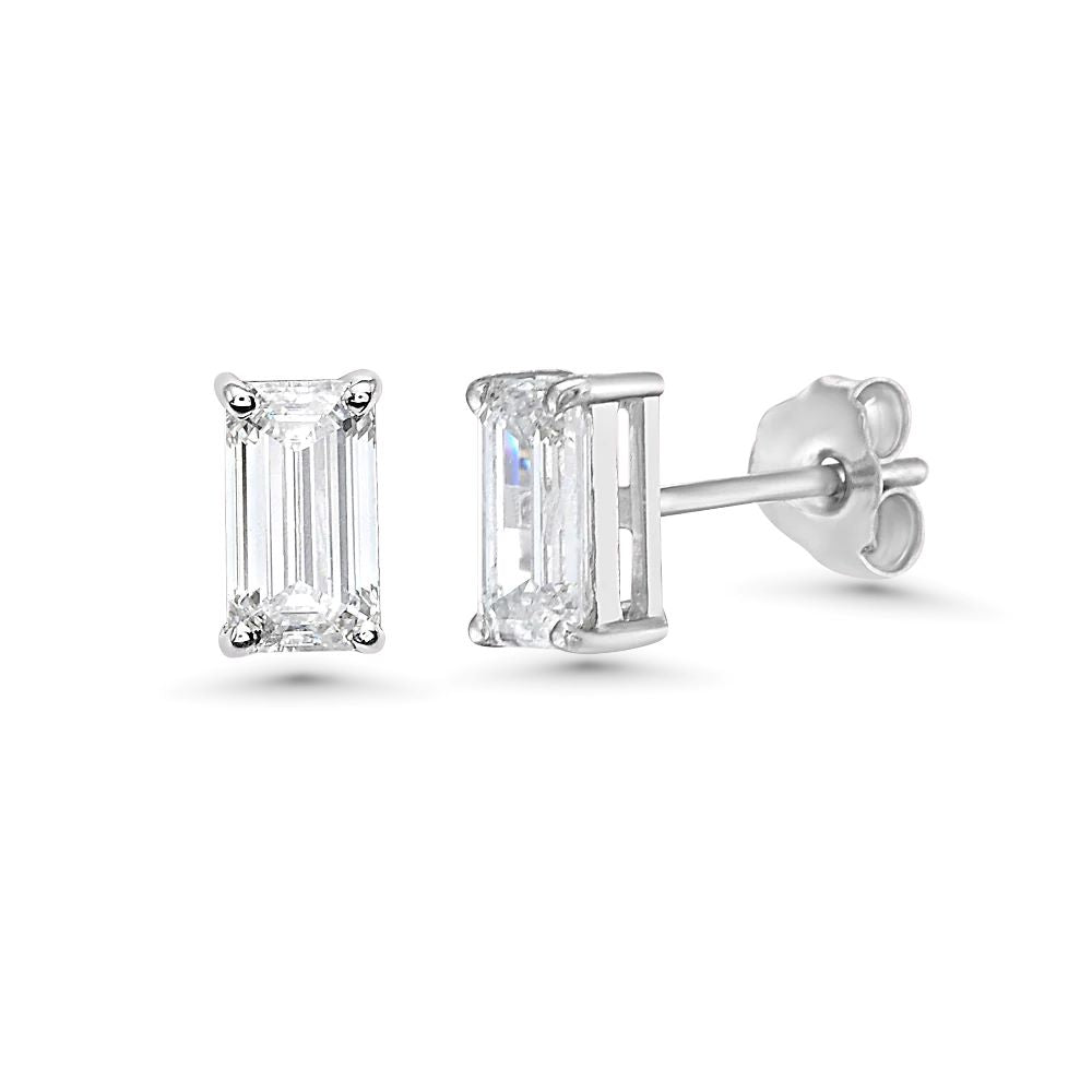 Emerald Cut Diamond Studs Earrings (0.65 ct.) in 14K Gold