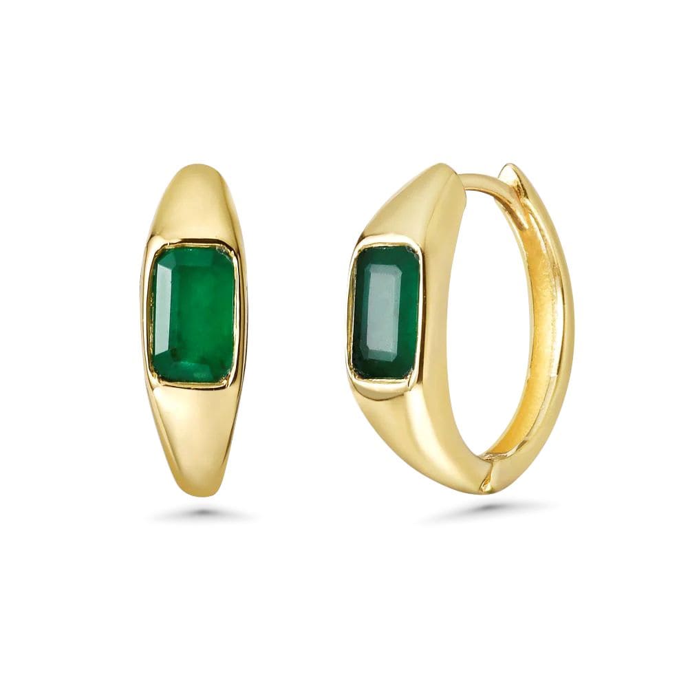 Emerald Cut Emerald Huggies Earrings