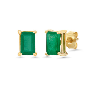 Emerald Cut Emerald Studs Earrings (1.10 ct.) in 14K Gold
