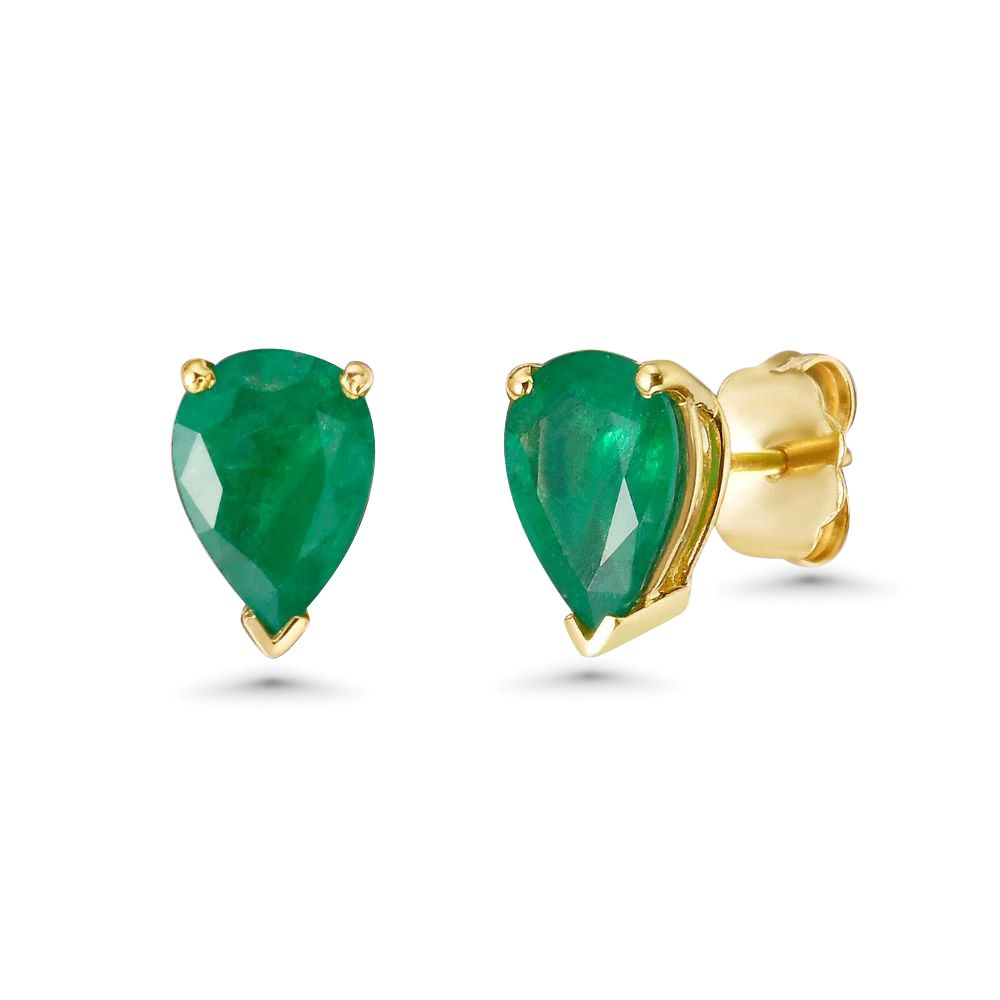 Emerald Pear Shape Studs Earrings (1.60 ct.) in 14K Gold
