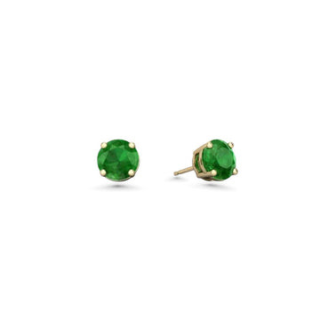 Emerald Round Shape Studs Earrings (1.20 ct.) in 14K Gold