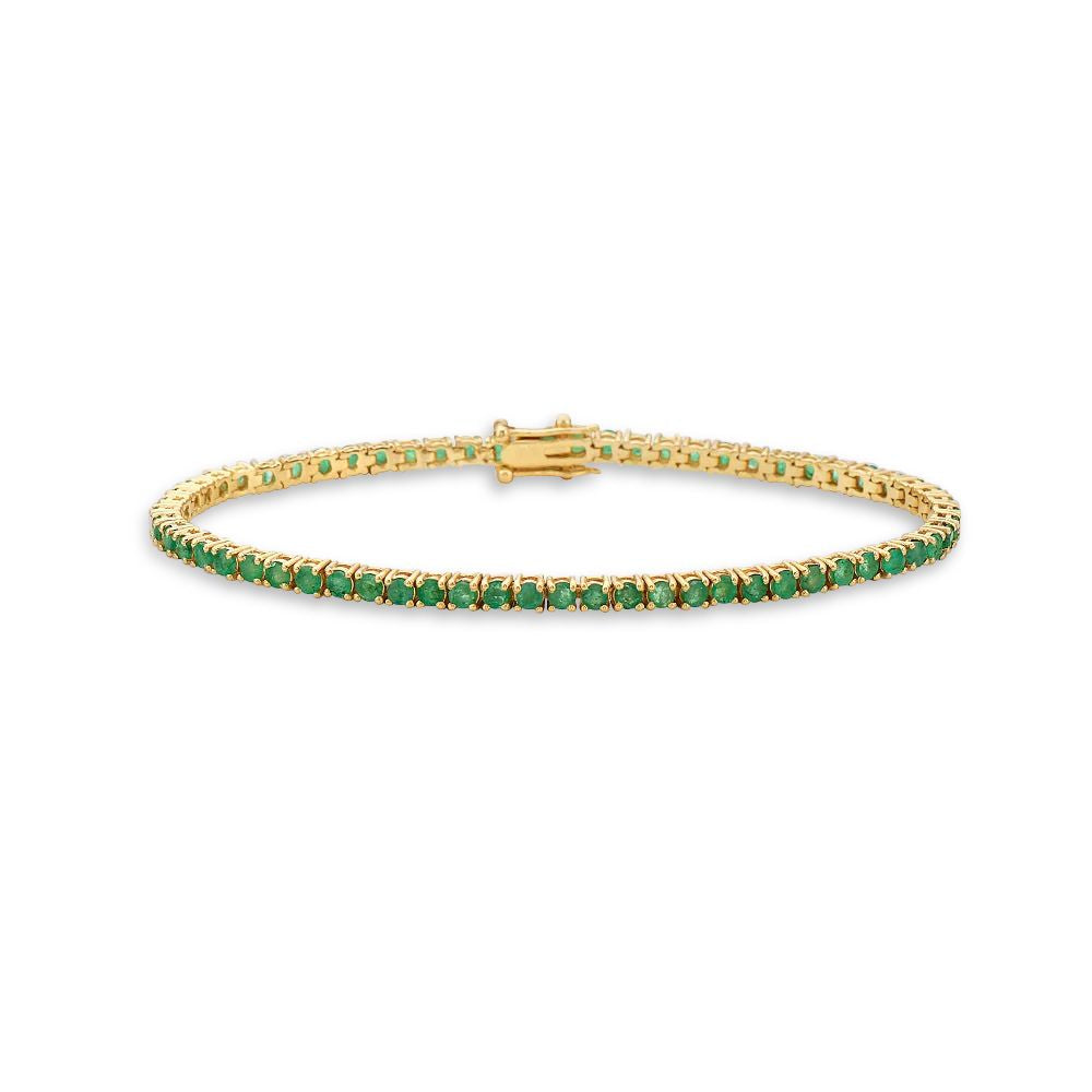 Emerald Tennis Bracelet (5.35 ct.) 3.00 mm 4-Prongs Setting in 18K Gold