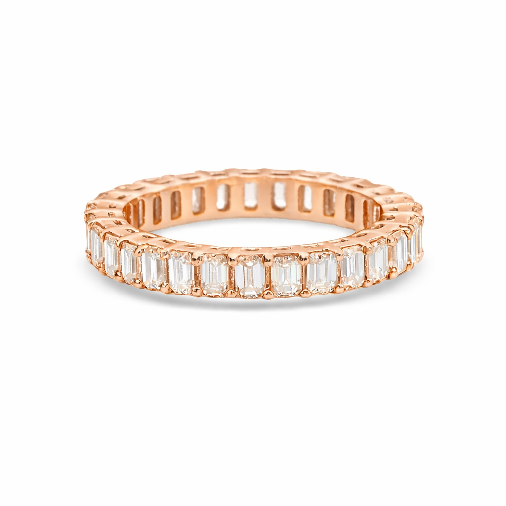 Emerald Cut Diamond Eternity Band (2.50 ct.) 4-Prongs Setting in 14K Gold
