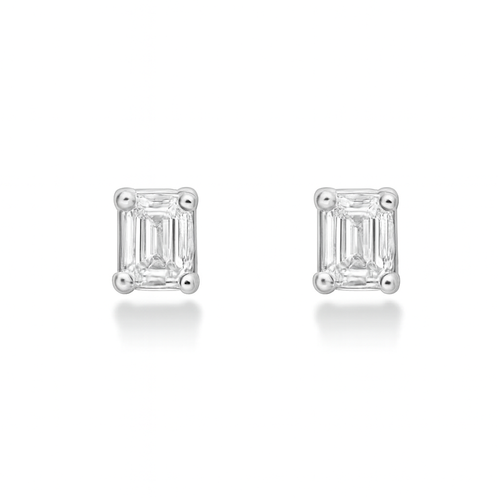 Emerald Cut Diamond Micro Studs Earrings (0.20 ct.) in 14K Gold