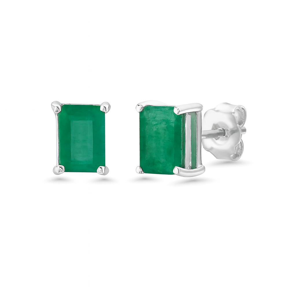 Emerald Cut Emerald Studs Earrings (1.10 ct.) in 14K Gold