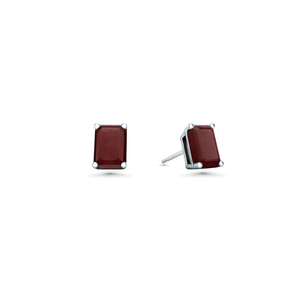 Emerald Cut Ruby Studs Earrings (2.00 ct.) in 14K Gold