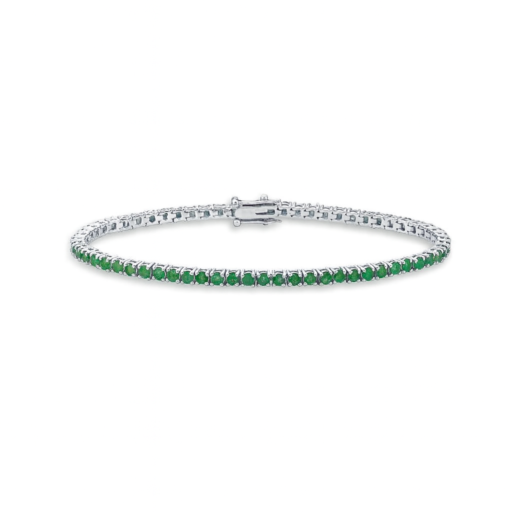 Emerald Tennis Bracelet (3.65 ct.) 4-Prongs Setting in 14K Gold
