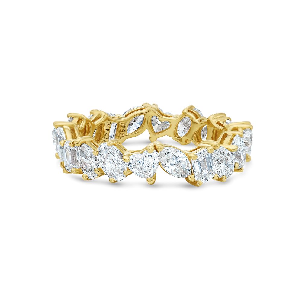 Fancy Multi Shape Diamond Eternity Band (3.43 ct.) in 18K Gold