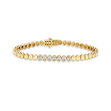 Fancy Oval Bracelet With Oval Shape Diamonds (0.88 ct.) in 14K Gold