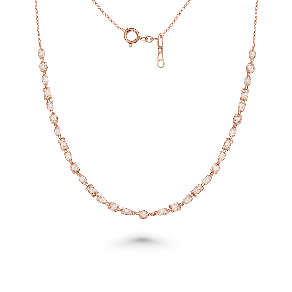 Fancy Multi Shape Diamond Adjustable Necklace (2.81 ct.) in 18K Gold