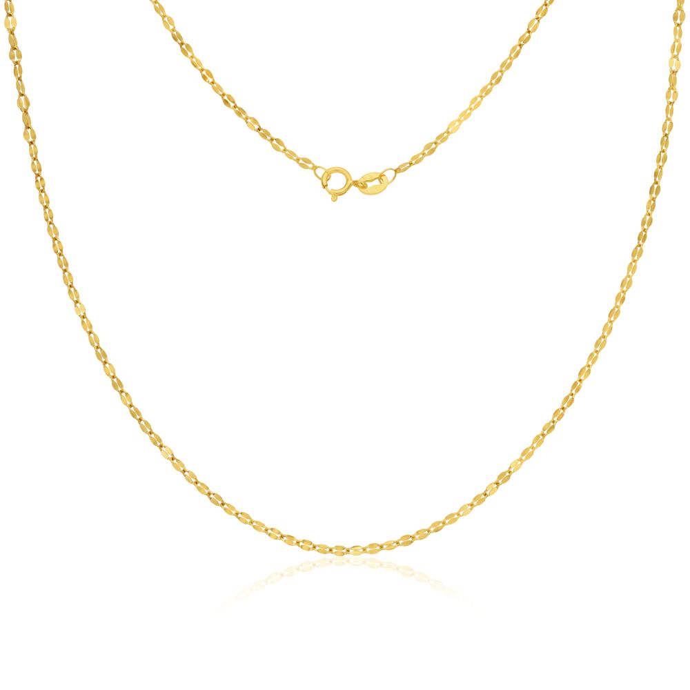 Flat Marine Chain Necklace in 14K Gold