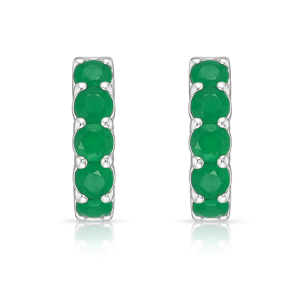 Genuine Emerald Huggies Hoops Earrings (2.00 ct.) in 14K Gold
