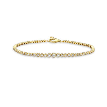 HalfWay Graduated Diamond Tennis Bracelet (0.80 ct.) Bezel Set in 14K Gold