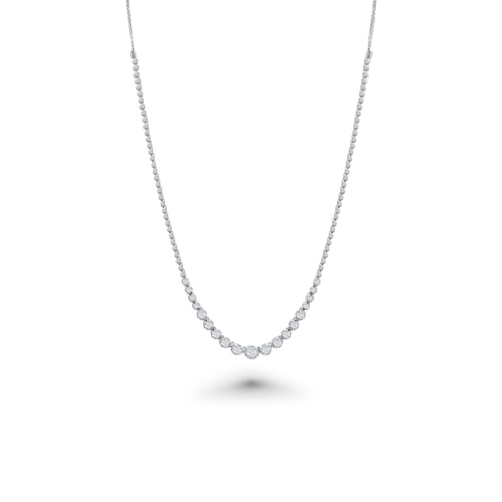 HalfWay Riviera Diamond Tennis Necklace (1.04 ct.) Buttercup Setting in 14K Gold