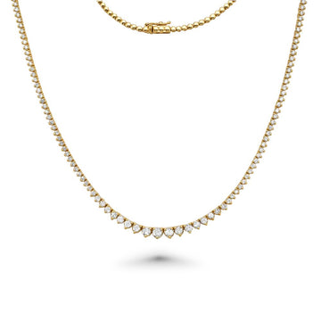 HalfWay Riviera Diamond Tennis Necklace (3.00 ct.) 2.00 mm to 4.45 mm 3-Prongs Setting in 14K Gold