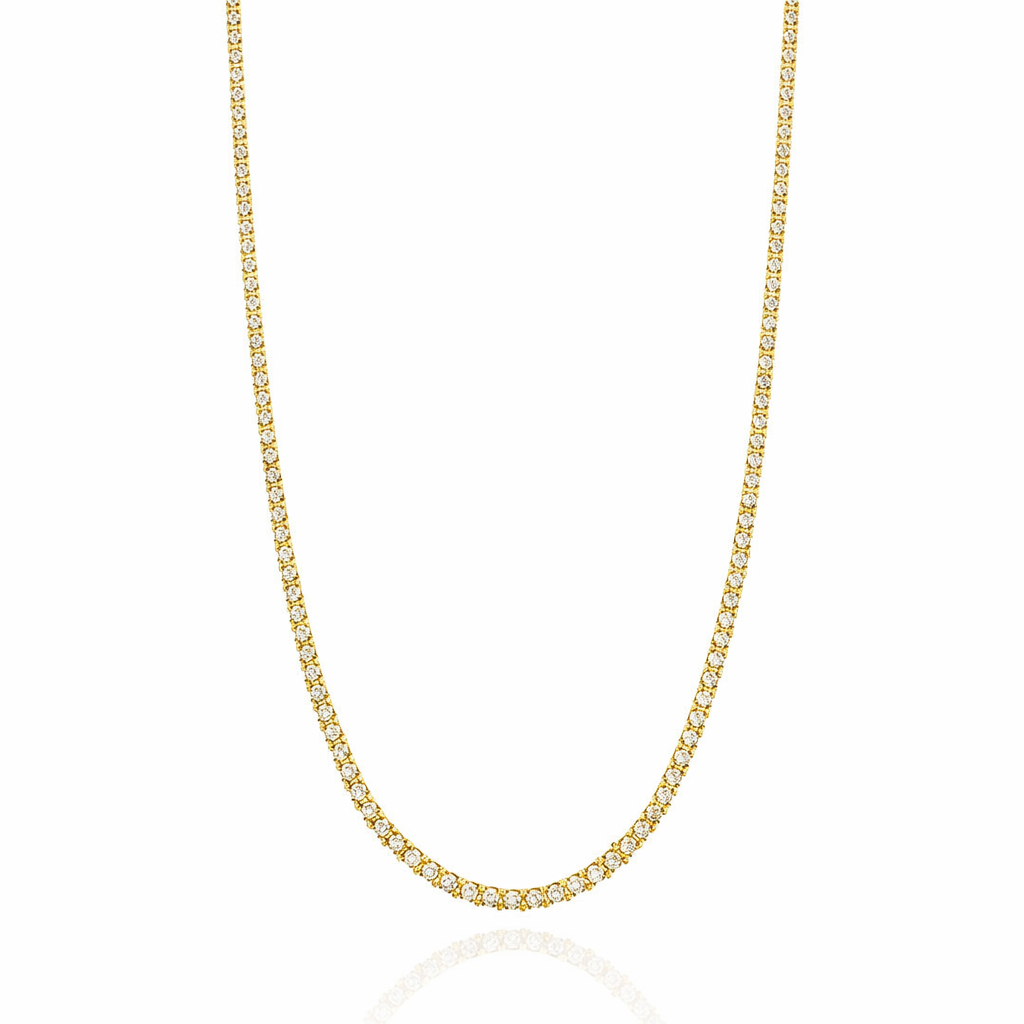 HalfWay Diamond Tennis Necklace (3.50 ct.) 2 mm 4-Prongs Setting in 14K Gold