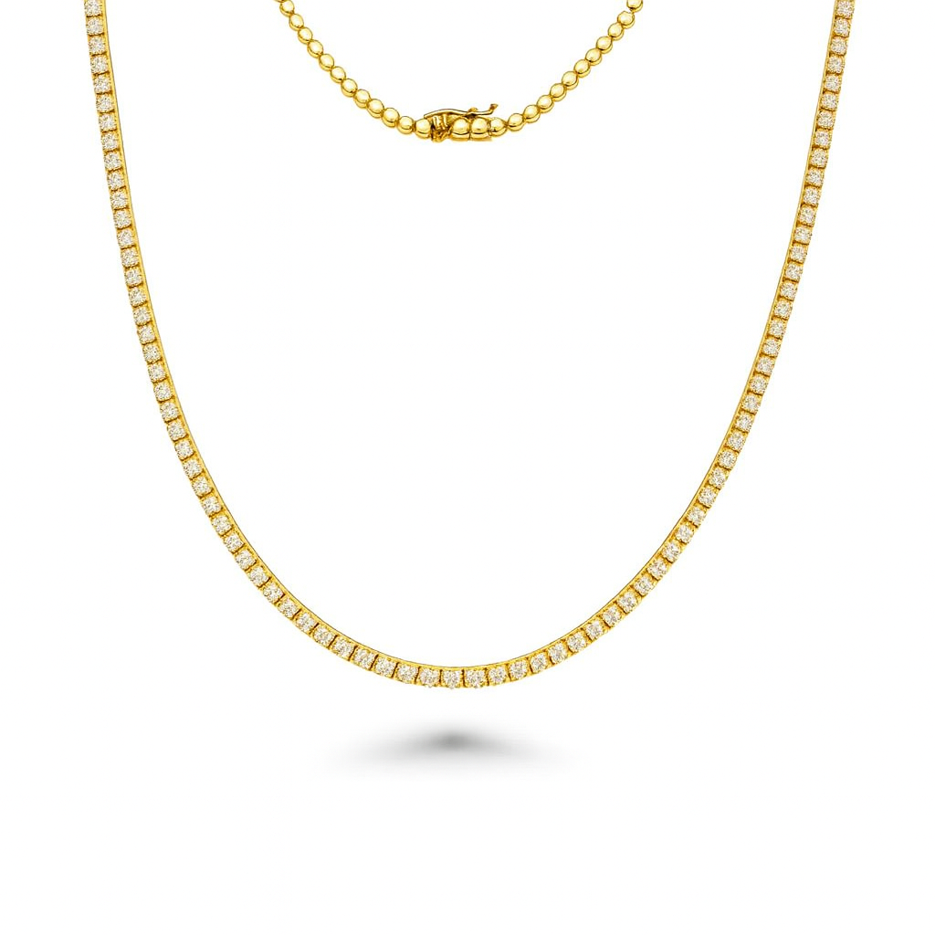HalfWay Diamond Tennis Necklace (5.00 ct.) 2.3 mm 4-Prongs Setting in 14K Gold