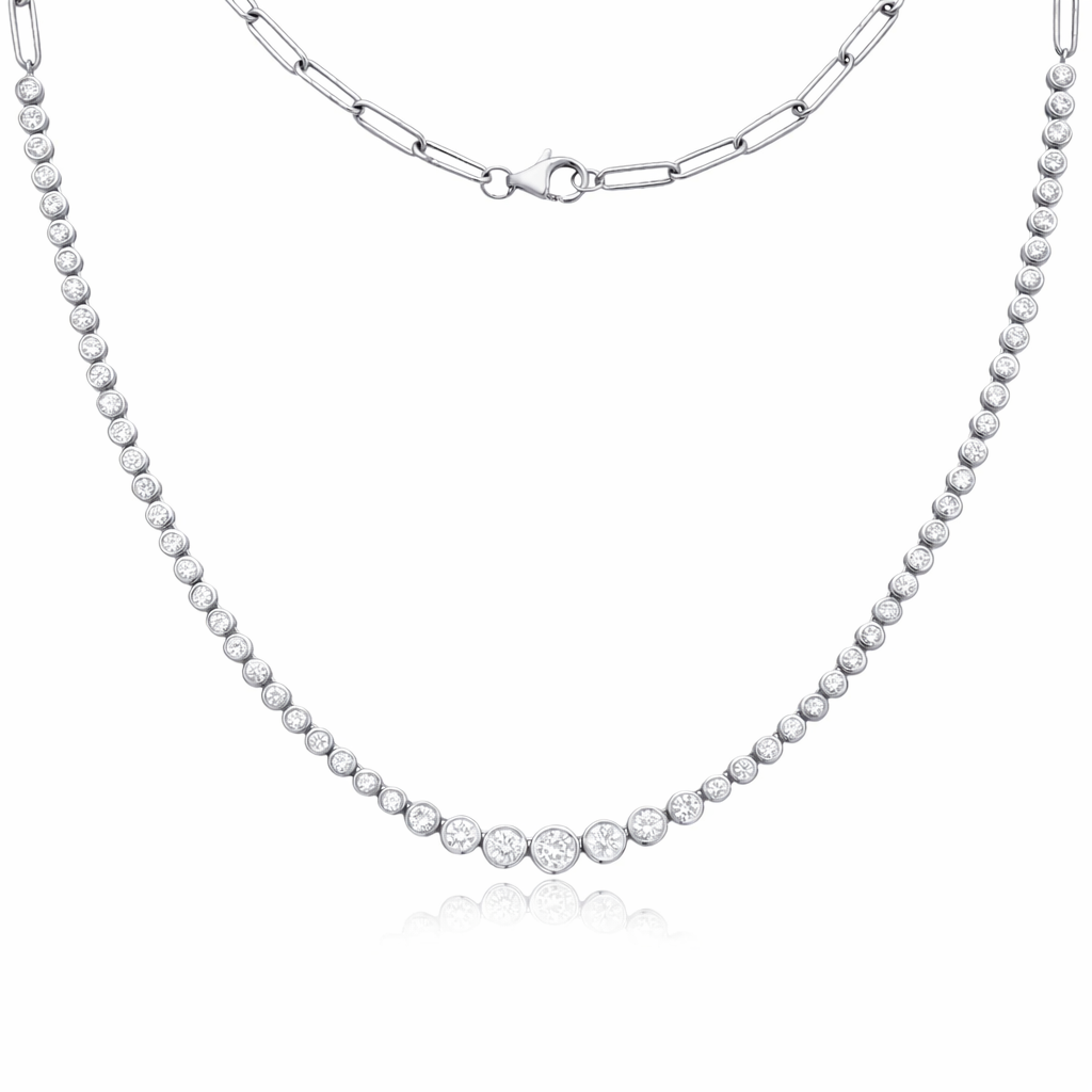 HalfWay Riviera Diamond Bezel Setting Tennis Necklace (2.50 ct.) in 14K Gold