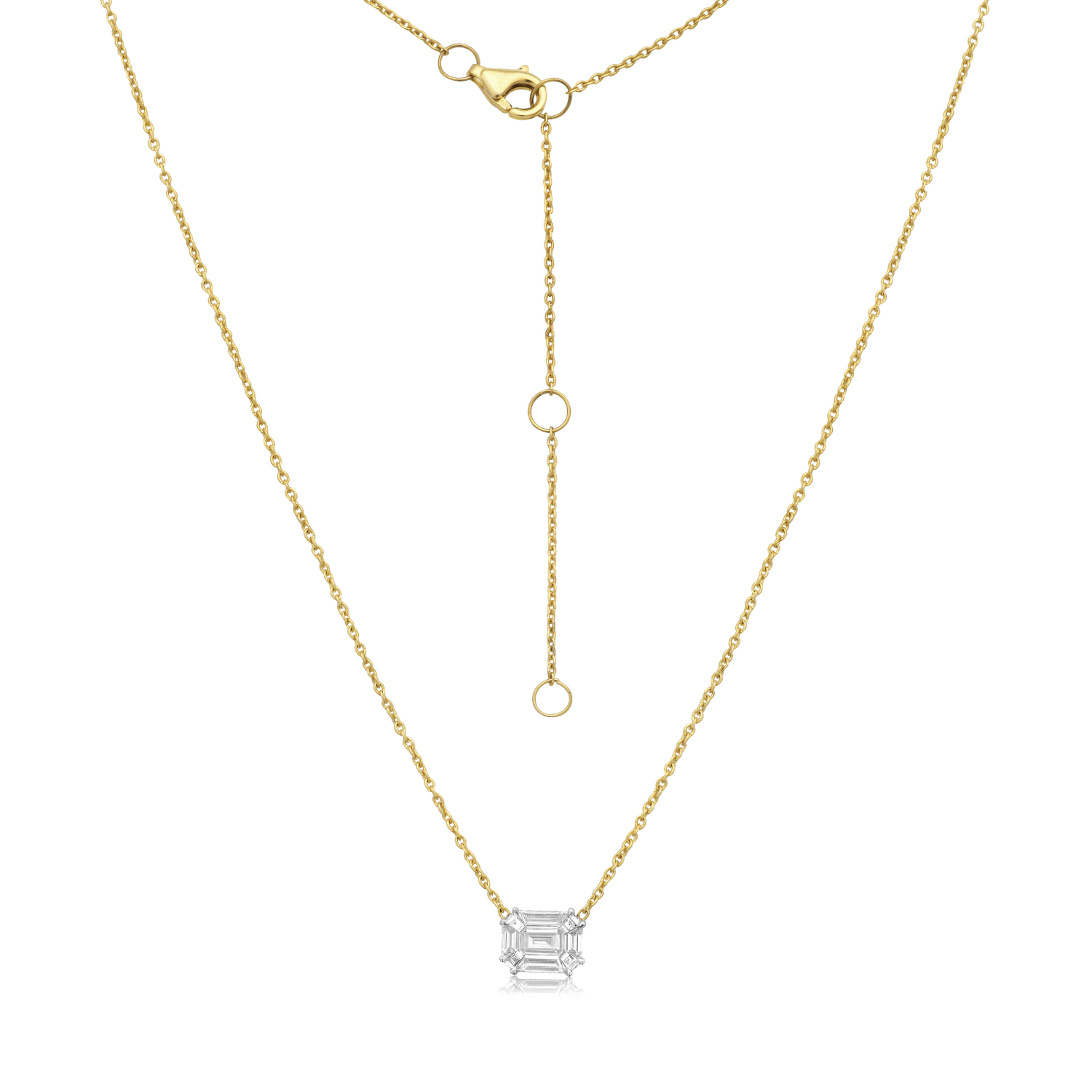 Illusion Emerald Cut Shape Diamond Necklace (0.40 ct.) in 14K Gold – by Capucelli