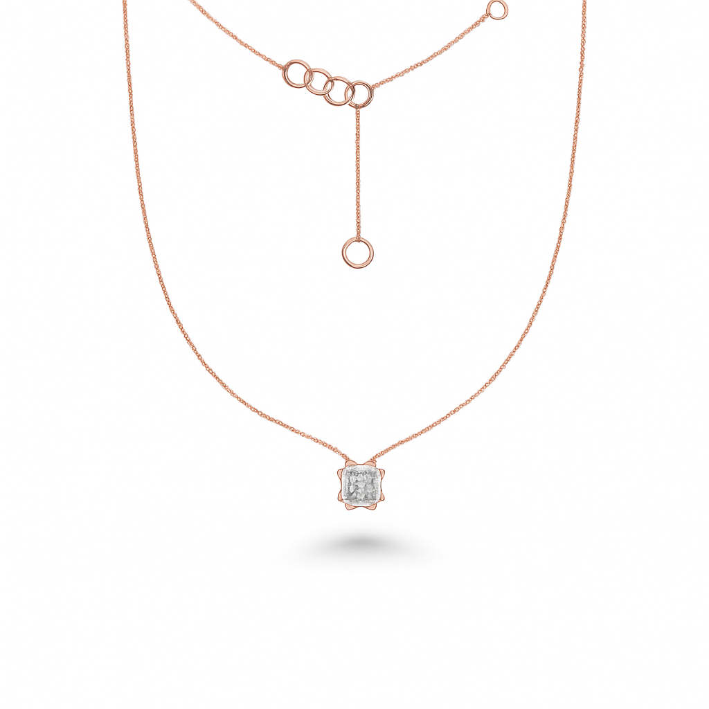 Illusion Rectangular Shape Emerald Cut Diamond Necklace (0.50 ct.) in 14K Gold