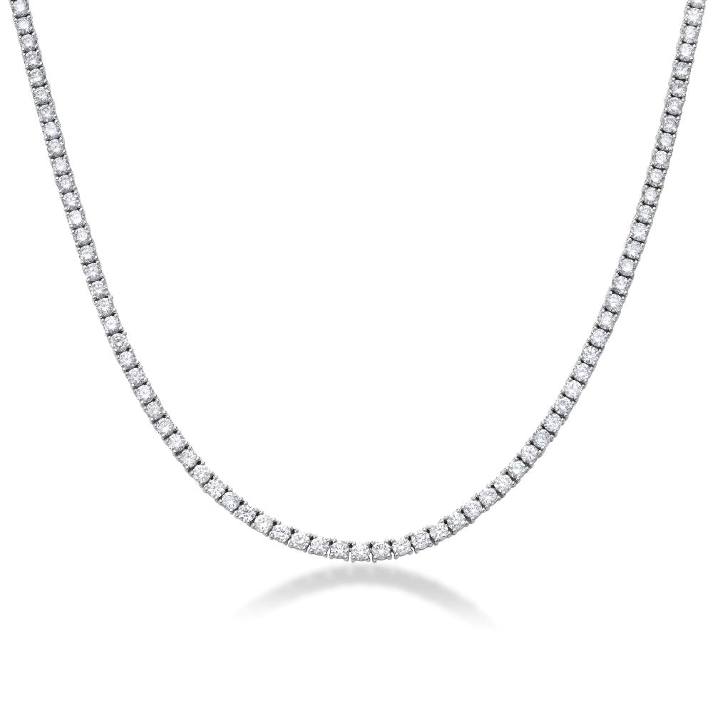 Lab Grown Diamond Tennis Necklace (11.50 ct.) 4-Prongs Setting in 14K Gold
