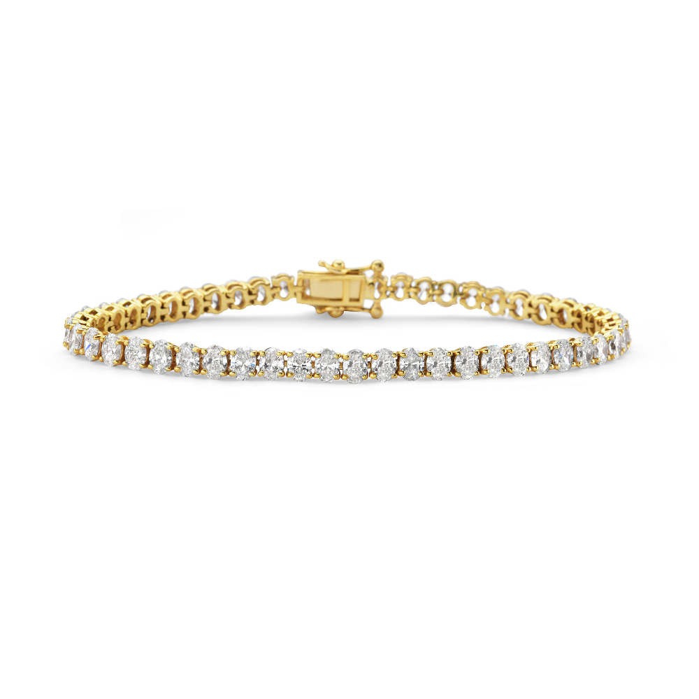 Lab Grown Oval Cut Diamond North-South Tennis Bracelet (7.75 ct.) in 14K Gold