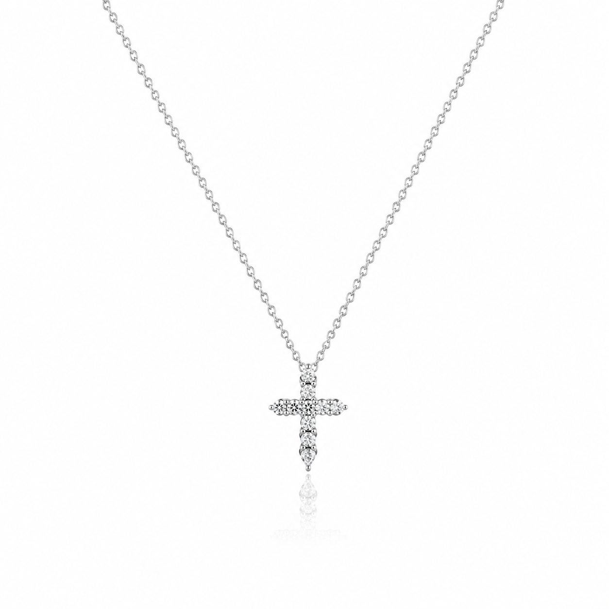 Lab Grown Diamond (0.24 Carats) Mini Cross Necklace in 14K Gold