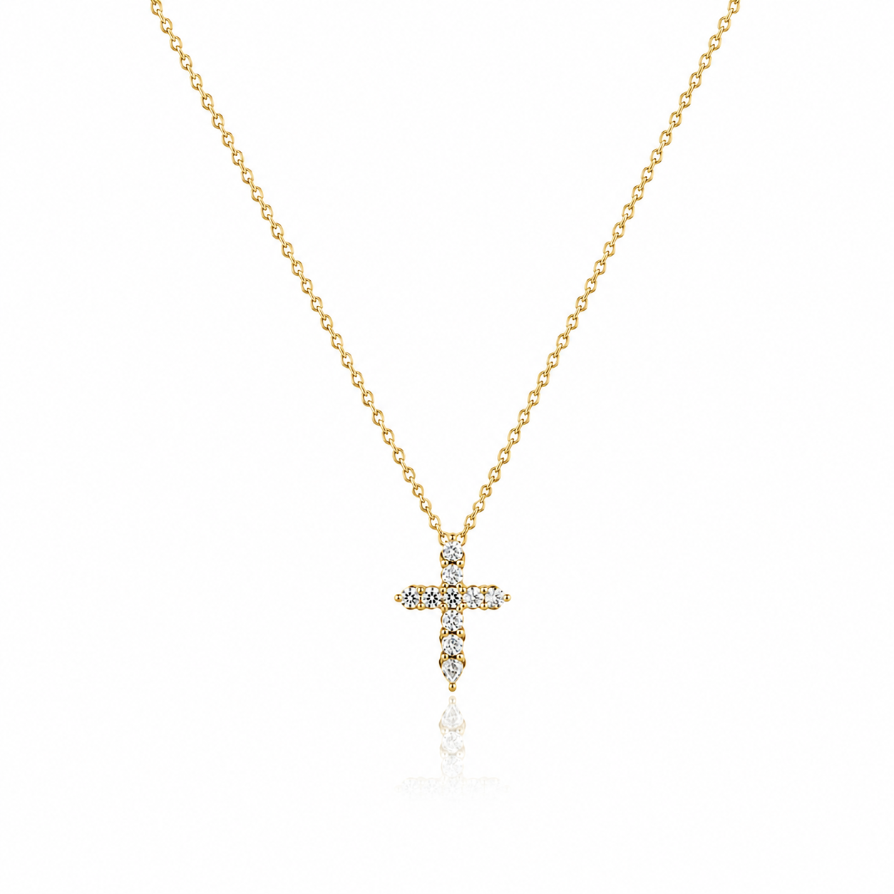 Lab Grown Diamond (0.24 Carats) Mini Cross Necklace in 14K Gold