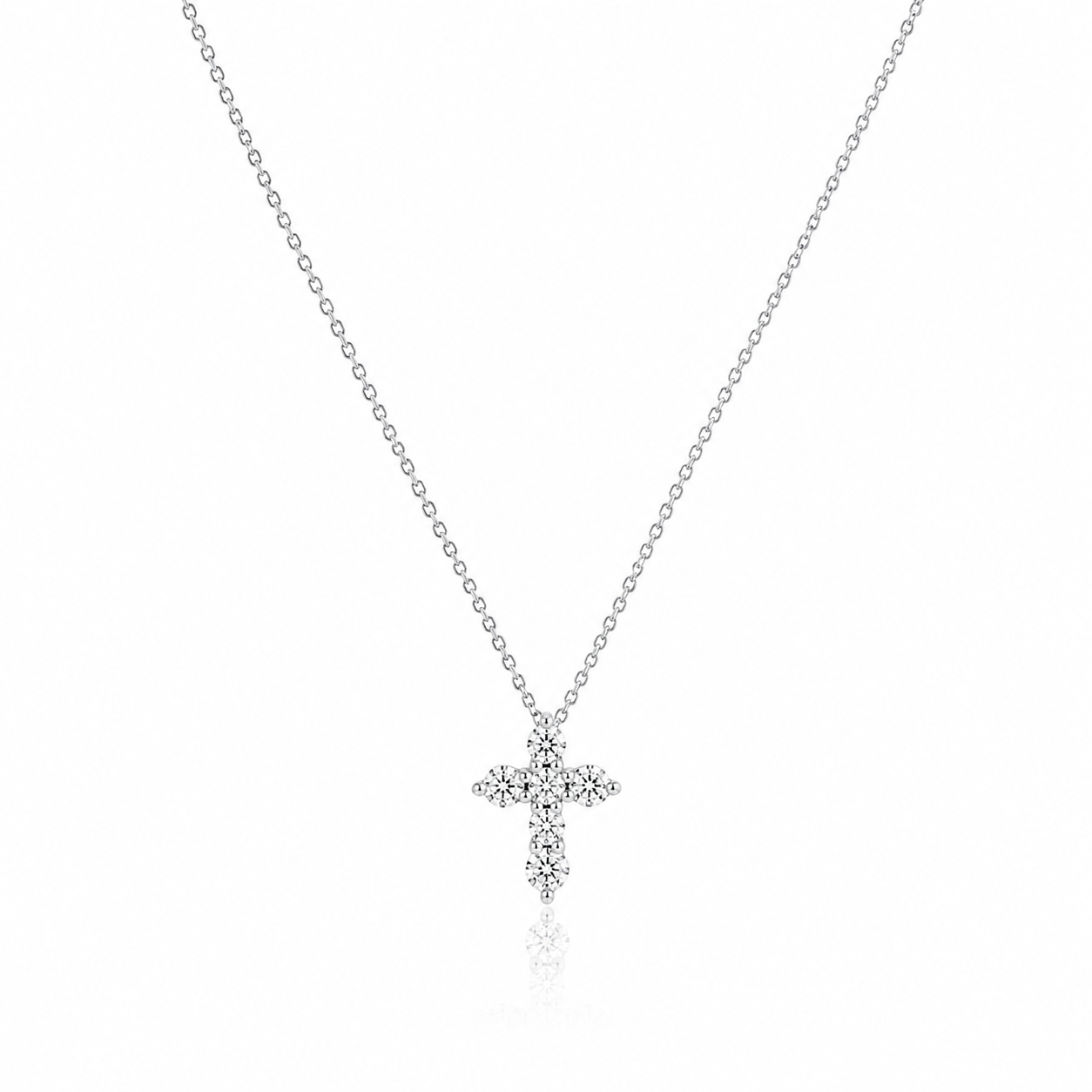 Lab Grown Diamond (1.00 Carats) Mini Cross Necklace in 14K Gold