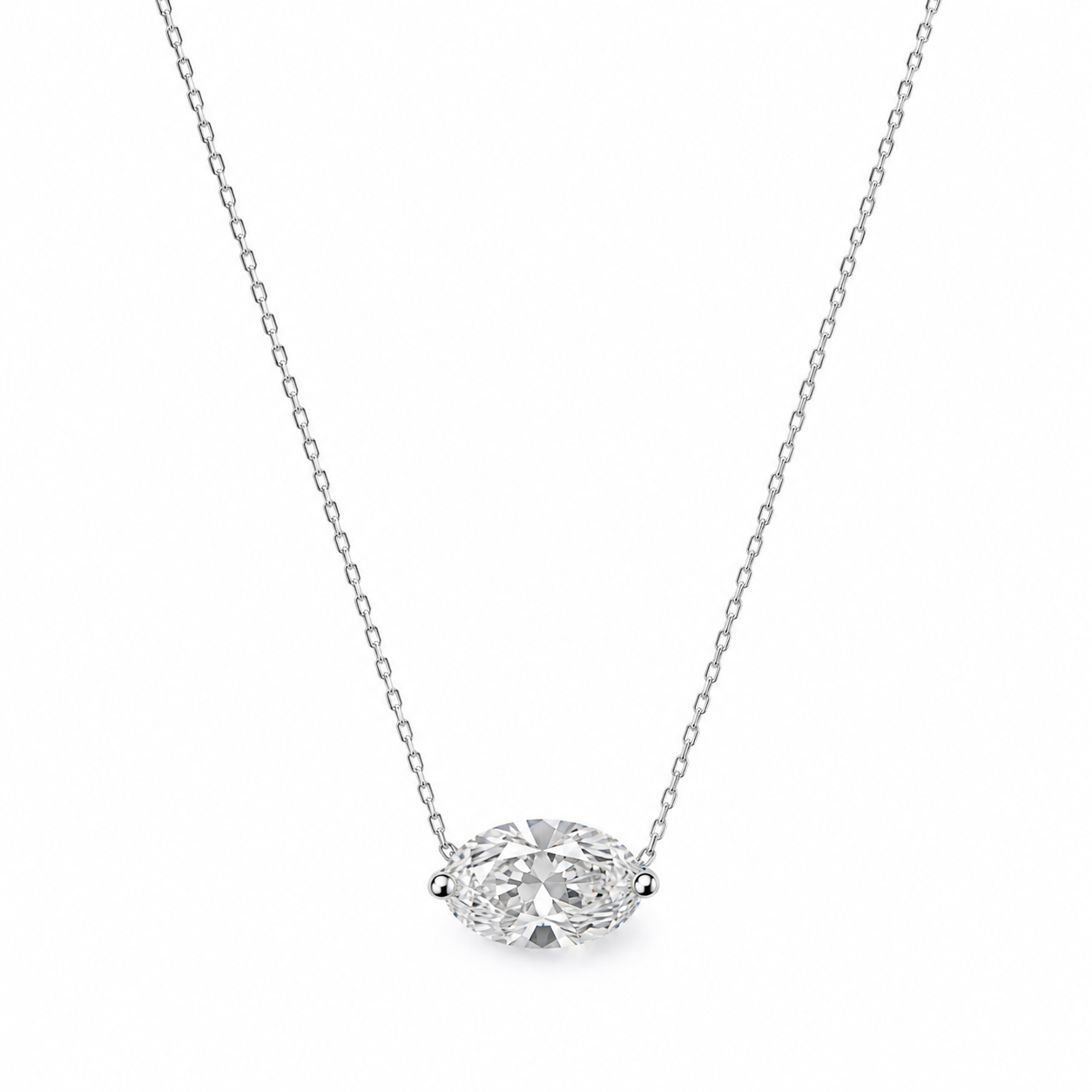 Lab Grown Diamond (1.50 Carats) East West Marquise Cut Necklace in 14K Gold